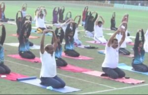 ಭಾರತದ ಸ್ವಾತಂತ್ರ್ಯೋತ್ಸವದ 75 ನೇ ವರ್ಷದ ಅಮೃತಮಹೋತ್ಸವ: ವಿದ್ಯಾರ್ಥಿಗಳಿಂದ ಸೂರ್ಯನಮಸ್ಕಾರ