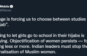 ಹಿಜಾಬ್ ಕಾರಣಕ್ಕೆ ಕಾಲೇಜು ಪ್ರವೇಶ ನಿರ್ಬಂಧಿಸುವುದು ಭಯಾನಕ: ಮಲಾಲ