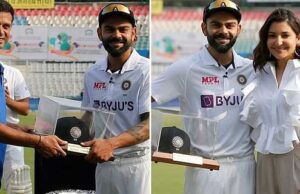 ಕೊಹ್ಲಿ ಶತಕದ ಟೆಸ್ಟ್ ಪಂದ್ಯ: ವಿಶೇಷ ಟೆಸ್ಟ್ ಕ್ಯಾಪ್ ನೀಡಿ ಗೌರವ