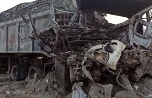 ಲಾರಿಗಳ ನಡುವೆ ಅಪಘಾತ: ಓರ್ವ ಸಜೀವ ದಹನ