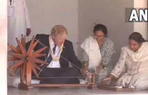 ಸಬರ್ಮತಿ ಆಶ್ರಮಕ್ಕೆ ಭೇಟಿ ನೀಡಿದ ಬ್ರಿಟನ್ ಪ್ರಧಾನಿ ಬೋರಿಸ್ ಜಾನ್ಸನ್