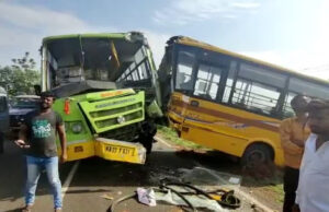 ಕಾಲೇಜು ಬಸ್ ಢಿಕ್ಕಿ ಹೊಡೆದ ಕೆಎಸ್ ಆರ್ ಟಿಸಿ ಬಸ್: 20 ಕ್ಕೂ ಹೆಚ್ಚು ಮಂದಿಗೆ ಗಾಯ