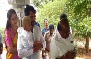 ಮಗನ ಮುಡಿ ಶಾಸ್ತ್ರ ನೆರವೇರಿಸಿದ ನಟ ನಿಖಿಲ್ ಕುಮಾರಸ್ವಾಮಿ