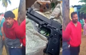 ಗನ್ ಹಿಡಿದು ದರೋಡೆ ಮಾಡಲು ಯತ್ನ: ಕಂಬಕ್ಕೆ ಕಟ್ಟಿ ಥಳಿಸಿದ ಗ್ರಾಮಸ್ಥರು