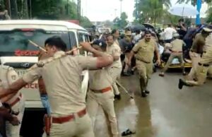 ಕಾಡಾನೆ ದಾಳಿಗೆ ಬಲಿಯಾದ ಕಾರ್ಮಿಕನ ಶವವಿಟ್ಟು ಪ್ರತಿಭಟನೆ: ಲಾಠಿ ಪ್ರಹಾರ