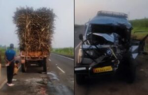 ಕಬ್ಬು ಸಾಗಣೆ ಮಾಡುತ್ತಿದ್ದ ಟ್ರ್ಯಾಕ್ಟರ್’ಗೆ ಕ್ರೂಸರ್ ಡಿಕ್ಕಿ: ದಂಪತಿ ಸಾವು