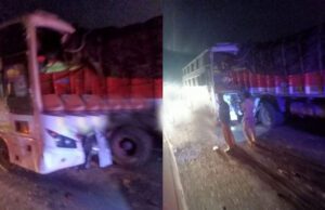 ನಿಂತಿದ್ದ ಲಾರಿಗೆ ಬಸ್ ಢಿಕ್ಕಿ: ಓರ್ವ ಸಾವು 9 ಮಂದಿಗೆ ಗಾಯ