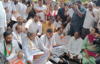 ಕಾಂಗ್ರೆಸ್ ನಾಯಕರಿಂದ ರಾಜಭವನ ಚಲೋ: ಸಿದ್ದರಾಮಯ್ಯ ಡಿಕೆಶಿ ಪೊಲೀಸರ ವಶಕ್ಕೆ