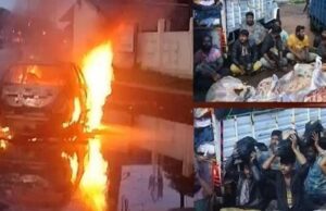 15 ಟನ್ ಗೋಮಾಂಸ ಸಾಗಾಟ ತಡೆದು ಕಾರಿಗೆ ಬೆಂಕಿ: ಶ್ರೀರಾಮಸೇನೆ ಕಾರ್ಯಕರ್ತರು ಪೊಲೀಸರ ವಶಕ್ಕೆ: ನಗರದೆಲ್ಲೆಡೆ ಬಿಗಿ ಪೊಲೀಸ್ ಬಂದೋಬಸ್ತ್