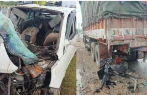 ಲಾರಿಗೆ ಕಾರು ಡಿಕ್ಕಿ: ನಾಲ್ವರ ಸಾವು, ಮೂವರ ಸ್ಥಿತಿ ಗಂಭೀರ