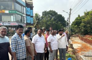 ಮೈಸೂರು: ಮಳೆ ನೀರು ಚರಂಡಿ ಕಾಮಗಾರಿಯ ಸ್ಥಳ ಪರಿಶೀಲನೆ ನಡೆಸಿದ ಕೆ ಹರೀಶ್ ಗೌಡ