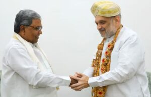 ಕೇಂದ್ರ ಗೃಹ ಸಚಿವ ಅಮಿತ್ ಷಾ ಭೇಟಿ ಮಾಡಿದ ಮುಖ್ಯಮಂತ್ರಿ ಸಿದ್ದರಾಮಯ್ಯ