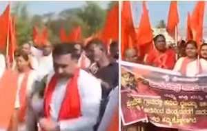 ಕೆರಗೋಡಿನಲ್ಲಿ ಹನುಮ ಧ್ವಜ ತೆರವು ವಿವಾದ: ಬಿಜೆಪಿ- ಜೆಡಿಎಸ್ ನಾಯಕರಿಂದ ಪಾದಯಾತ್ರೆ