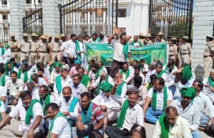 ರೈತರ ಸಂಪೂರ್ಣ ಸಾಲ ಮನ್ನಾಗೆ ಆಗ್ರಹಿಸಿ ಮೈಸೂರು, ಚಾಮರಾಜನಗರ ಜಿಲ್ಲೆಯ ಕಬ್ಬು ಬೆಳೆಗಾರರ ಪ್ರತಿಭಟನೆ