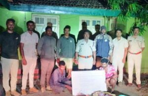 ಉರುಳು ಹಾಕಿ ಜಿಂಕೆ ಕೊಂದು ಮಾಂಸ ಹೊತ್ತೊಯ್ಯುತ್ತಿದ್ದ ಇಬ್ಬರ ಬಂಧನ