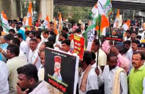 ರಾಜ್ಯಪಾಲರ ವಿರುದ್ಧ ಕಾಂಗ್ರೆಸ್ ಬೃಹತ್ ಪ್ರತಿಭಟನೆ: ರಾಜಭವನ ಮುತ್ತಿಗೆಗೆ ಯತ್ನ