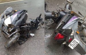 ಸ್ಕೂಟಿ- ಕಂಟೈನರ್ ನಡುವೆ ಭೀಕರ ಅಪಘಾತ: ಸ್ಕೂಟಿ ಸವಾರ ಗಂಭೀರ