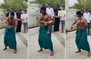 ತನ್ನ ಮನೆಯ ಮುಂದೆಯೇ ತನ್ನನ್ನು ಚಾಟಿಯಿಂದ ಹೊಡೆದುಕೊಂಡ ಅಣ್ಣಾಮಲೈ