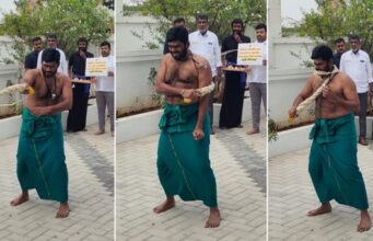 ತನ್ನ ಮನೆಯ ಮುಂದೆಯೇ ತನ್ನನ್ನು ಚಾಟಿಯಿಂದ ಹೊಡೆದುಕೊಂಡ ಅಣ್ಣಾಮಲೈ