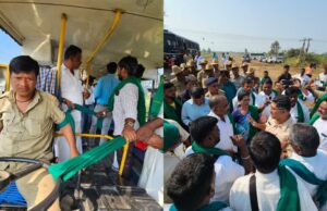 ಸುವರ್ಣಸೌಧದ ಮುಂದೆ ಪ್ರತಿಭಟನೆ: ಕೆಎಸ್ ಆರ್ ಟಿಸಿ ಬಸ್ ಚಾಲಕರ ಕೈ, ಸ್ಟೇರಿಂಗ್ ಕಟ್ಟಿಹಾಕಿ ಆಕ್ರೋಶ ವ್ಯಕ್ತಪಡಿಸಿದ ರೈತರು