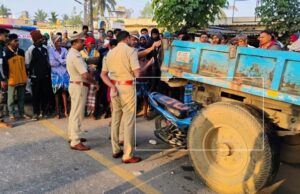 ಟ್ರ್ಯಾಕ್ಟರ್ ನ ಟ್ರೈಲರ್ ಗೆ ಬೈಕ್ ಡಿಕ್ಕಿ: ಮೂವರು ಸ್ಥಳದಲ್ಲೇ ಸಾವು