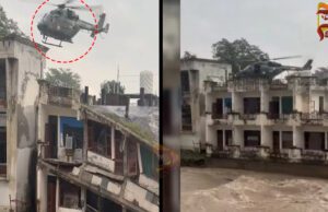 ಪ್ರವಾಹದಲ್ಲಿ ಸಿಲುಕಿದ್ದ, ಸಿಆರ್ಪಿಎಫ್ ಸಿಬ್ಬಂದಿ ರಕ್ಷಿಸಿದ ಸೇನಾ ಹೆಲಿಕಾಪ್ಟರ್