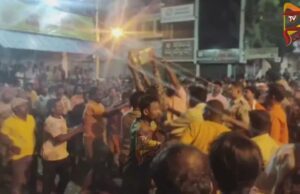 ಗಣೇಶ ಮೆರವಣಿಗೆಯಲ್ಲಿ ತಲೆಯ ಮೇಲೆ ಪಟಾಕಿ ಸಿಡಿಸಿ ಹುಚ್ಚಾಟ..!