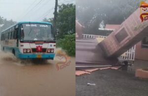 ಕರಾವಳಿಯಲ್ಲಿ ಬಿರುಗಾಳಿ ಸಹಿತ ಮಳೆ – ಮುಳುಗಿದ ರಸ್ತೆ, ಕುಸಿದ ಗುಡ್ಡ
