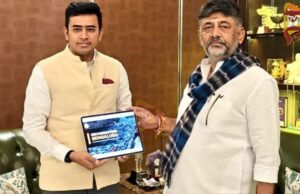 ಬೆಂಗಳೂರು ಟನಲ್ ರಸ್ತೆ ವಿವಾದ – ಡಿಕೆಶಿ ಭೇಟಿಯಾದ ತೇಜಸ್ವಿ ಸೂರ್ಯ