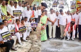 ಸರ್ಕಾರದ ವಿರುದ್ಧ ಬಿಜೆಪಿ ರಸ್ತೆಗುಂಡಿ, ಕಸ ಚಳುವಳಿ – ಪ್ಲೇಕಾರ್ಡ್ ಪ್ರದರ್ಶಿಸಿ ಪ್ರತಿಭಟನೆ..!