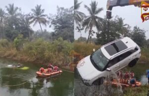 ವಿಸಿ ನಾಲೆಗೆ ಬಿದ್ದ ಕಾರು – ಚಾಲಕ ಪಾರು