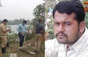 ರಸ್ತೆ ಗುಂಡಿ ತಪ್ಪಿಸಲು ಹೋಗಿ ಚಾಲಕನ ಸಮೇತ ಕೆರೆಗೆ ಬಿದ್ದ ಲಾರಿ