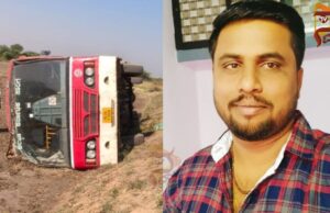 ಚಾಲಕನ ನಿಯಂತ್ರಣ ತಪ್ಪಿ ಬಸ್ ಪಲ್ಟಿ – ಚಿಕಿತ್ಸೆ ಫಲಕಾರಿಯಾಗದೇ ಕಂಡಕ್ಟರ್ ಸಾವು
