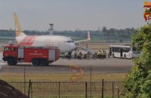 ಲ್ಯಾಂಡಿಂಗ್ ಗೇರ್ ಸಮಸ್ಯೆ, ಟೈರ್ ಸ್ಫೋಟ – ಏರ್ ಇಂಡಿಯಾ ವಿಮಾನ ತುರ್ತು ಭೂಸ್ಪರ್ಶ