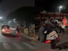 ಪೊಲೀಸರ ಕಣ್ಣೆದುರೇ ಯುವಕರು ಡೆಡ್ಲಿ ಬೈಕ್ ವ್ಹೀಲಿಂಗ್..!