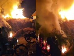 ಕೆ.ಆರ್ ಪೇಟೆ – ಬೆಂಕಿಯ ಕಿನ್ನಾಲೆಗೆ ಹುಲ್ಲಿನ ಮೆದೆ ಭಸ್ಮ..!