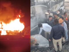 ನೆಲಮಂಗಲದಲ್ಲಿ ಹೊತ್ತಿ ಉರಿದ ಖಾಸಗಿ ಬಸ್ – ತಪ್ಪಿದ ಅನಾಹುತ..!