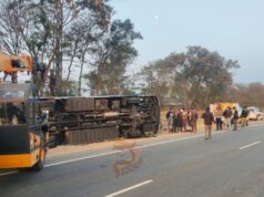 ಹಂಪಿ ಪ್ರವಾಸಕ್ಕೆ ಬಂದಿದ್ದ, ಕೇರಳದ ಬಸ್ ಪಲ್ಟಿ – ವಿದ್ಯಾರ್ಥಿಗಳು, ಓರ್ವ ಶಿಕ್ಷಕಿಗೆ ಗಾಯ