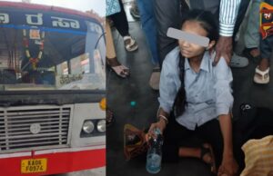 ವಿದ್ಯಾರ್ಥಿನಿ ಕಾಲಿನ ಮೇಲೆ ಹರಿದ ಬಸ್ ಟೈರ್ – ಕಾಲು ಮುರಿತ