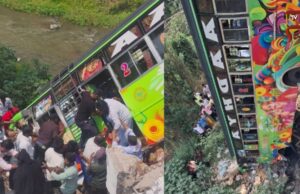 ಸೇತುವೆಯಿಂದ ಹಳ್ಳಕ್ಕೆ ಬಿದ್ದ ಬಸ್ – ಹಲವರಿಗೆ ಗಾಯ