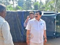 ಅಡಿಕೆ ಸಾಗಿಸುತ್ತಿದ್ದ ಲಾರಿ ಪಲ್ಟಿ – ರಸ್ತೆಯಲ್ಲಿ ಕಾಳಿಂಗ ಅಡ್ಡ ಬಂದಿದ್ದಕ್ಕೆ ಕಕ್ಕಾಬಿಕ್ಕಿಯಾದ ಚಾಲಕ