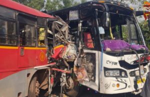 ಕೆಎಸ್ಆರ್ಟಿಸಿ – ಖಾಸಗಿ ಬಸ್ ಮುಖಾಮುಖಿ ಡಿಕ್ಕಿ; 40 ಪ್ರಯಾಣಿಕರಿಗೆ ಗಾಯ