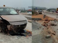 ಕೇರಳಕ್ಕೆ ಮತ ಚಲಾಯಿಸಲು ಹೊರಟಿದ್ದಾಗ, ಕಾರು ಅಪಘಾತ..!