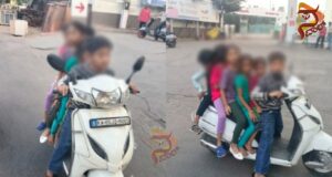 ಒಂದೇ ಸ್ಕೂಟರ್ನಲ್ಲಿ 6 ಅಪ್ರಾಪ್ತರ ಸವಾರಿ – ಫೋಟೋ ಹಾಕಿ, ಪೋಷಕರ ವಿರುದ್ಧ ಆಕ್ರೋಶ..!