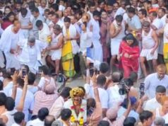 ಸಮರ್ಥ್ ಗೆಲುವಿಗಾಗಿ ಕೆಂಡ ತುಳಿದು ವಿಶೇಷ ಪೂಜೆ ಸಲ್ಲಿಸಿದ ಸಚಿವ ಎಸ್.ಎಸ್ ಮಲ್ಲಿಕಾರ್ಜುನ್